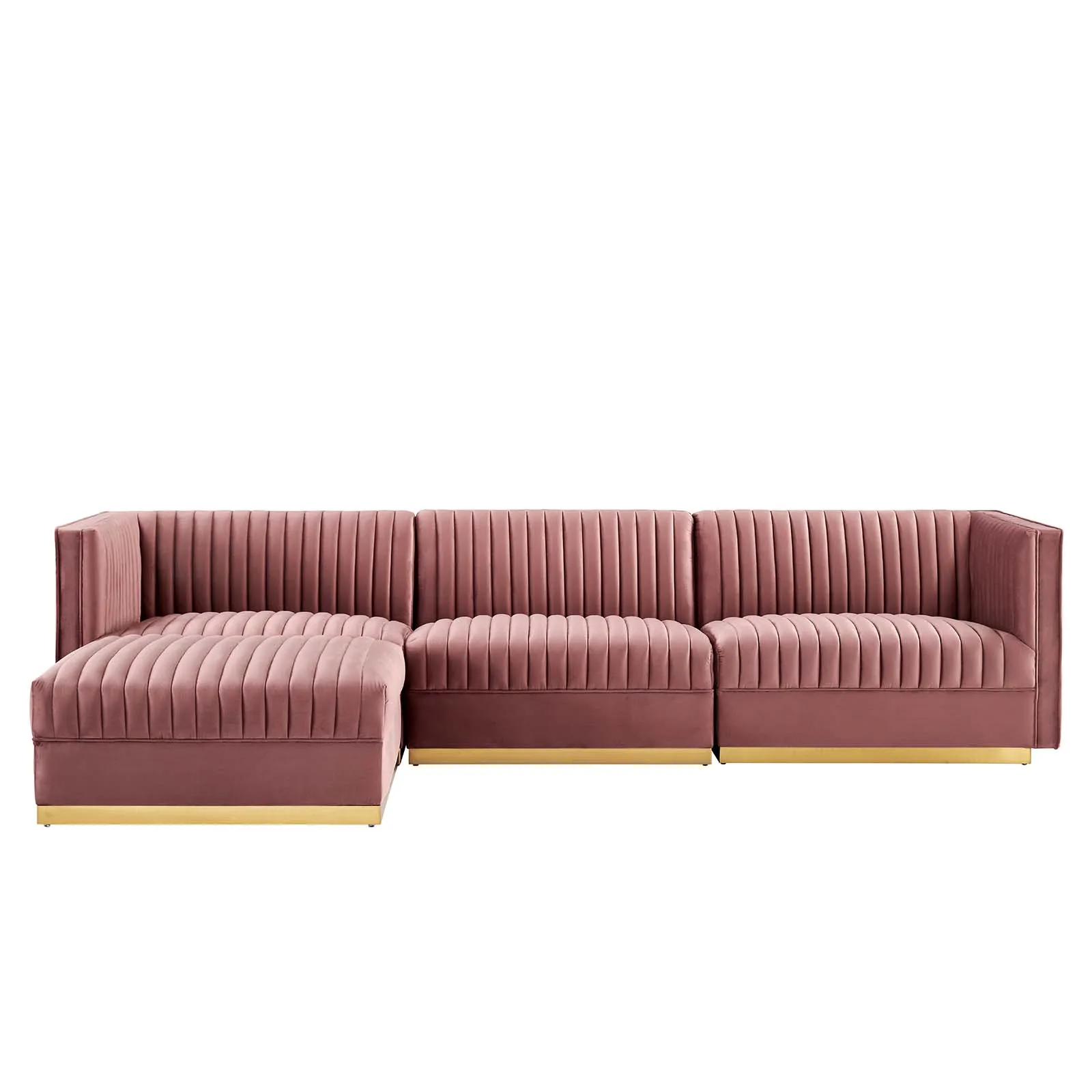 Sanguine Channel Tufted Performance Velvet 4-Piece Sectional