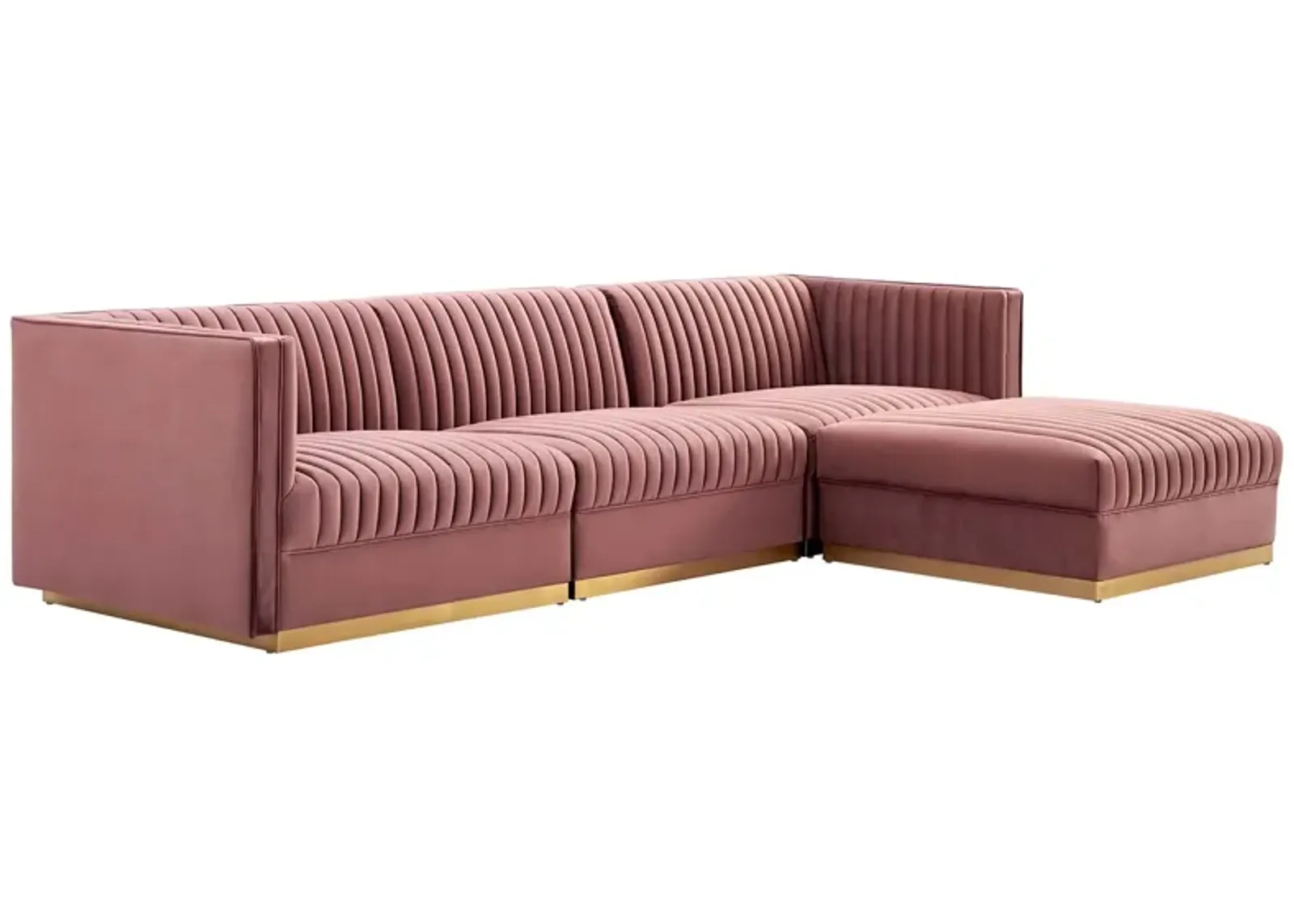 Sanguine Channel Tufted Performance Velvet 4-Piece Sectional