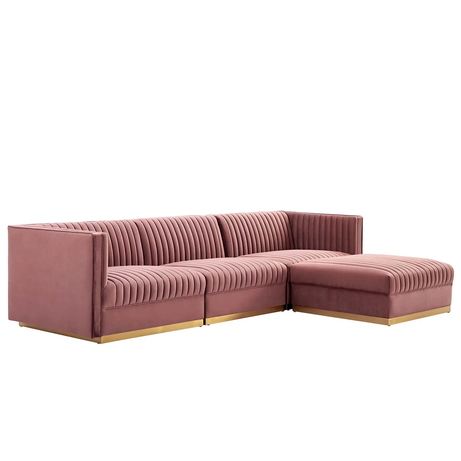 Sanguine Channel Tufted Performance Velvet 4-Piece Sectional