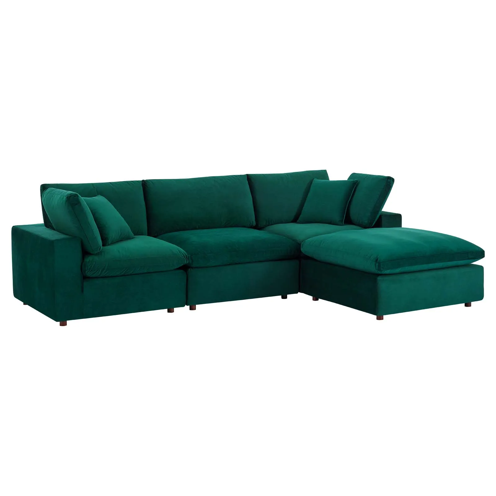 Commix Down Filled Overstuffed Performance Velvet 4-Piece Sectional Sofa