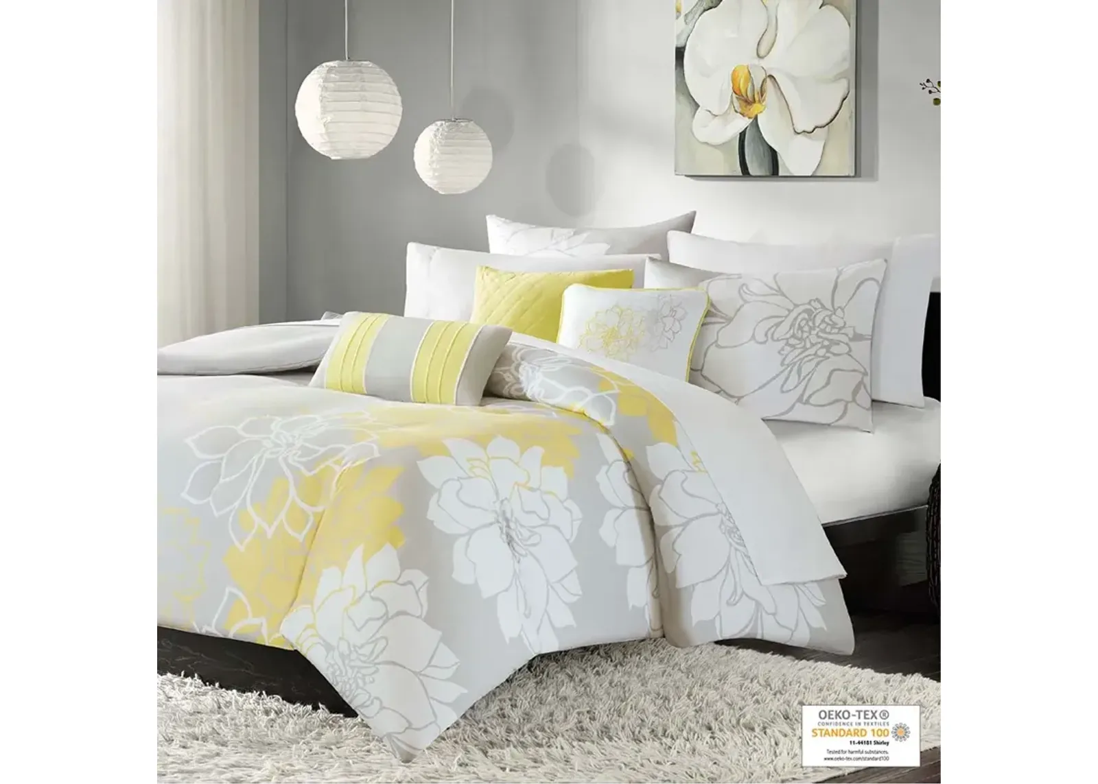 Madison Park Lola Yellow 6 Piece Printed Duvet Cover Set