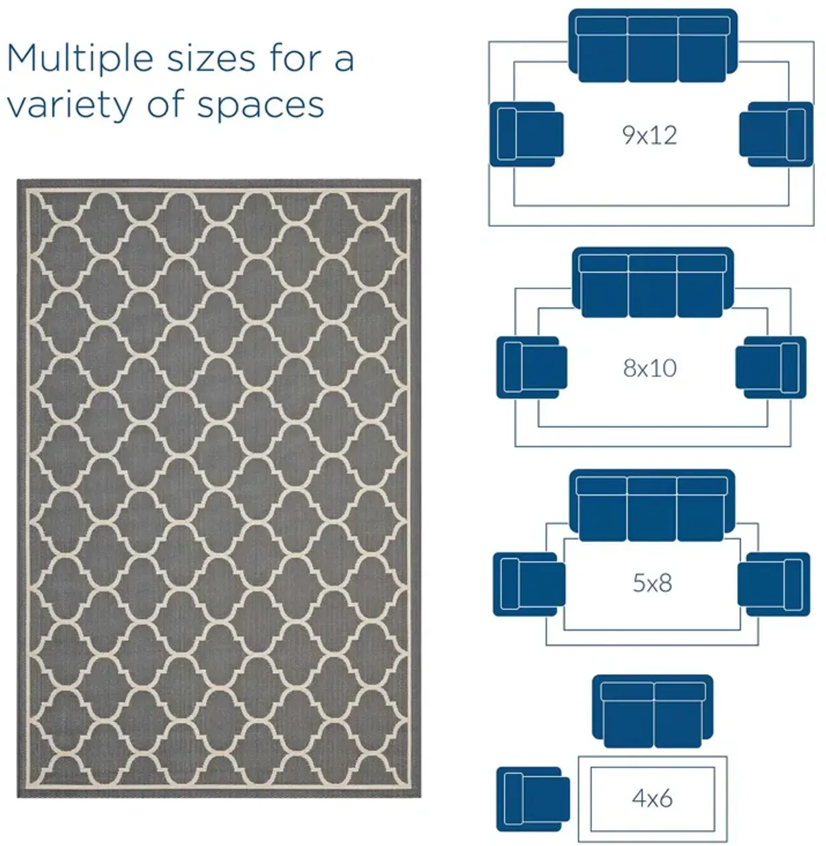 Avena Moroccan Quatrefoil Trellis 9x12 Indoor and Outdoor Area Rug