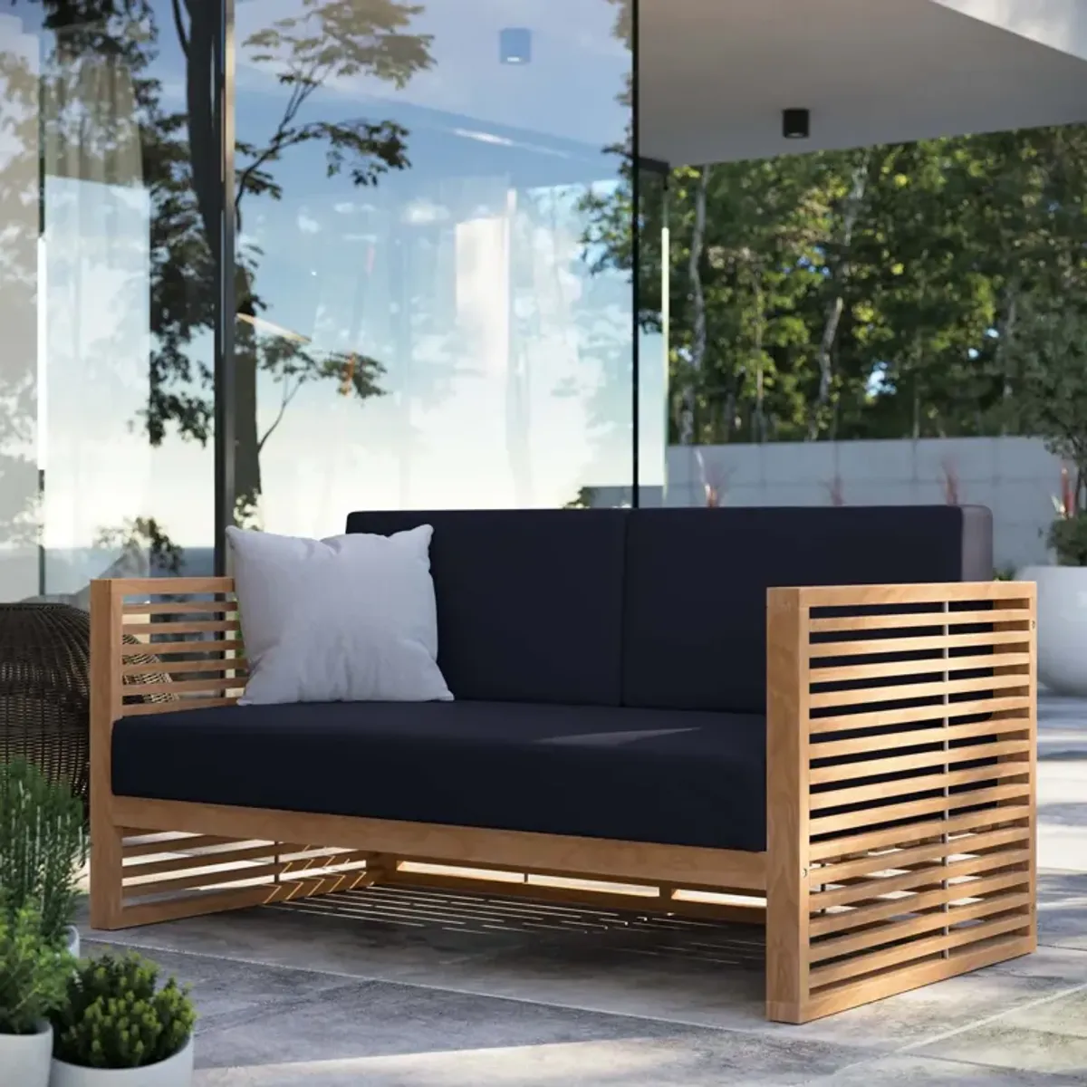 Carlsbad Teak Wood Outdoor Patio Loveseat