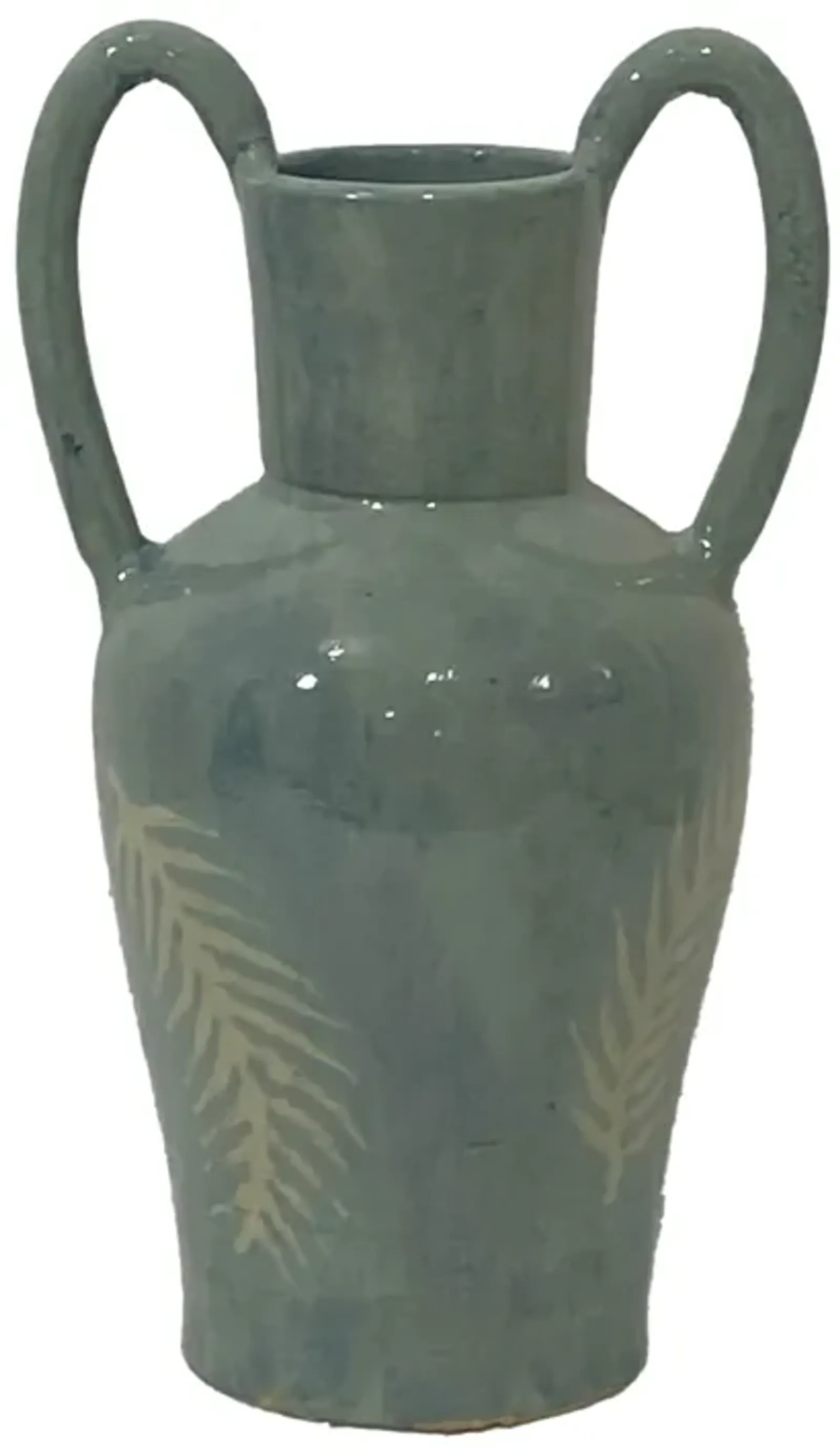 Terracotta, 15"h Leaf Eared Vase, Mint