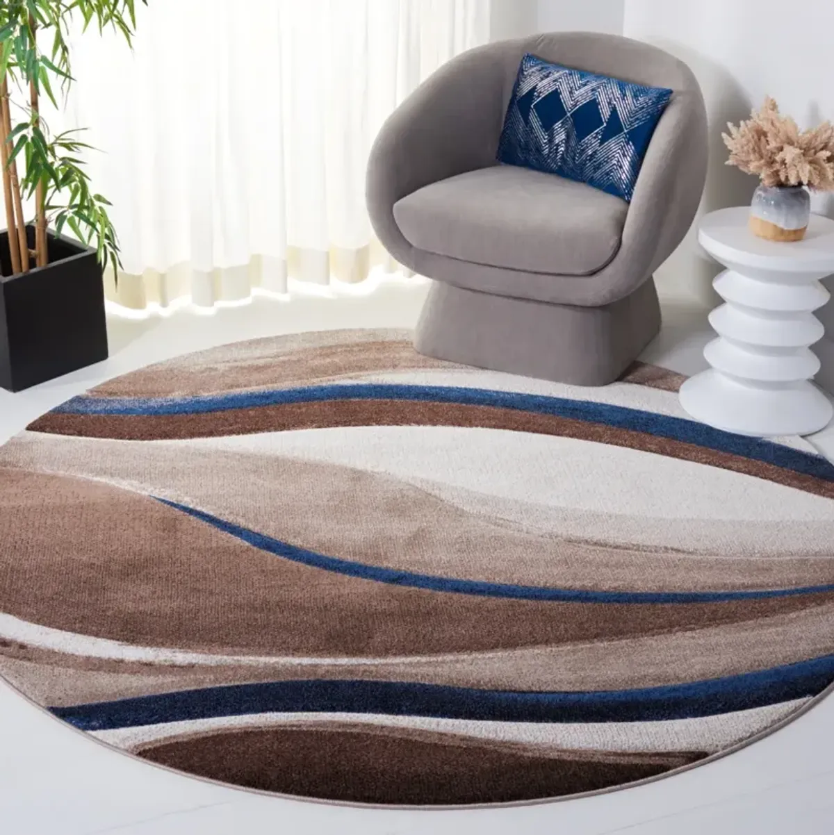 HOLLYWOOD 766 BEIGE  3' x 3' Round Round Rug