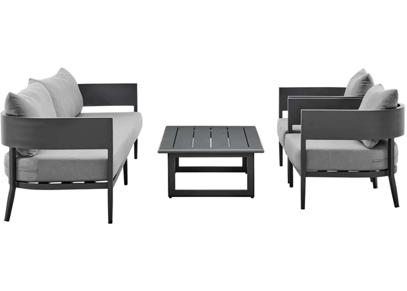 Argiope 4 Piece Outdoor Dark Gray Aluminum & Fabric Outdoor Conversation Set