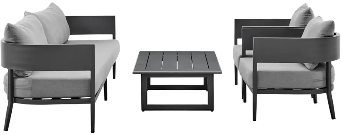 Argiope 4 Piece Outdoor Dark Gray Aluminum & Fabric Outdoor Conversation Set