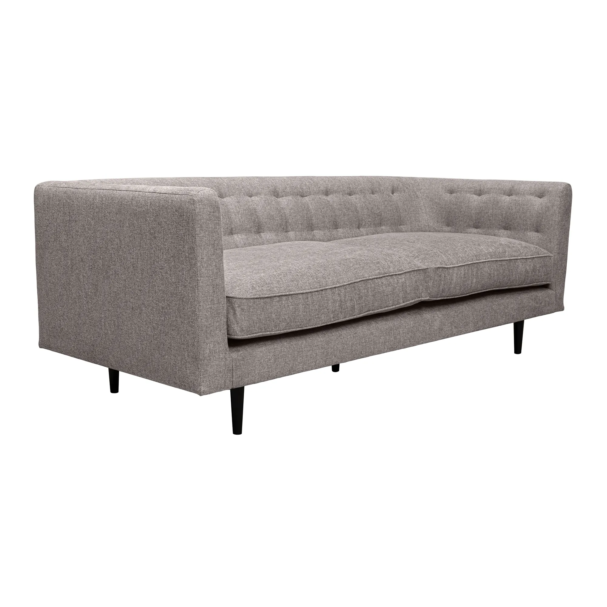 Annabelle 80" Gray Fabric Sofa with Black Wood Legs