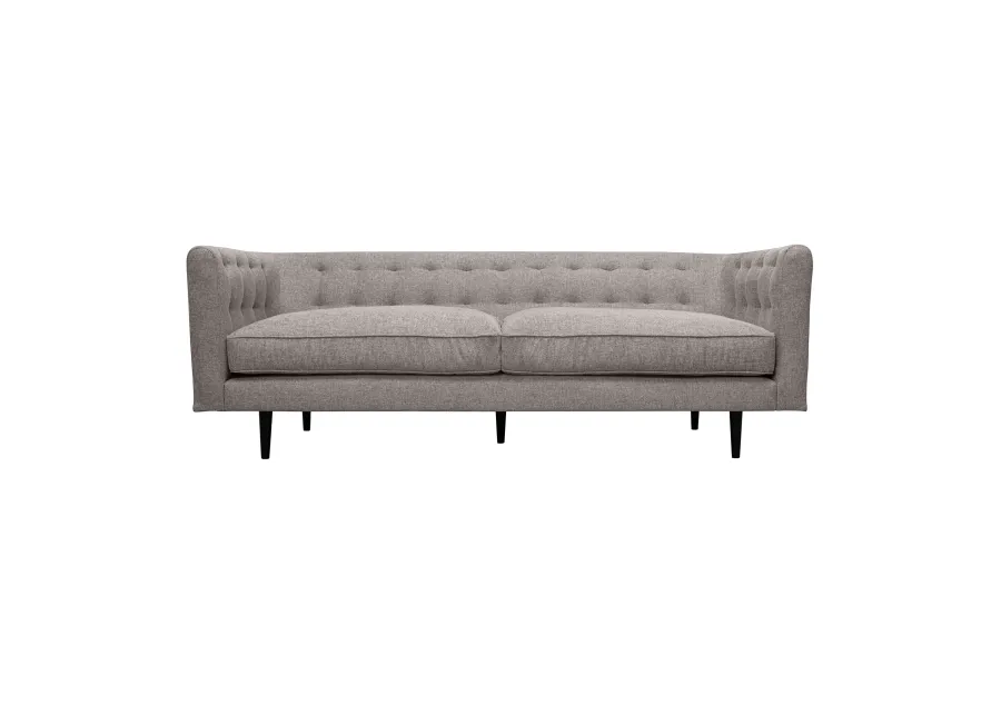 Annabelle 80" Gray Fabric Sofa with Black Wood Legs