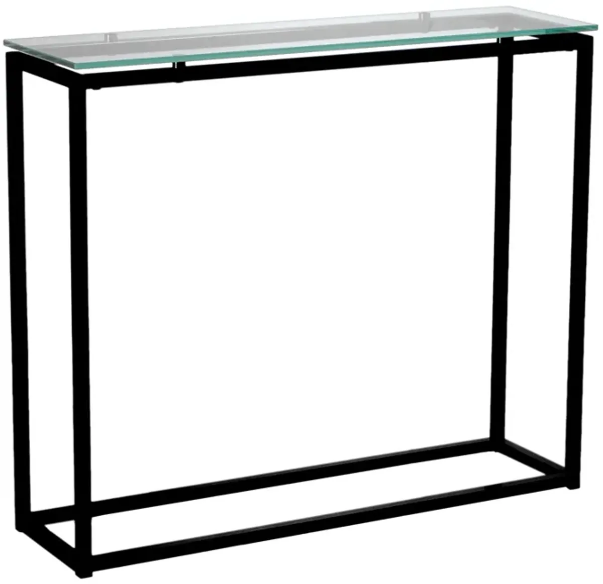 Sandor Console Table with Clear Tempered Glass Top and Black Frame