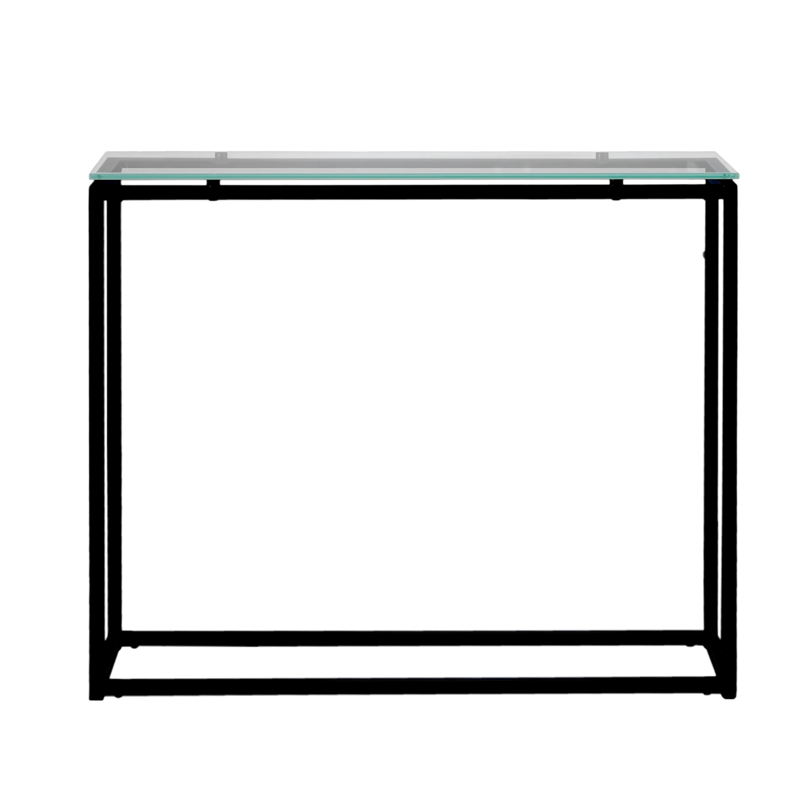 Sandor Console Table with Clear Tempered Glass Top and Black Frame