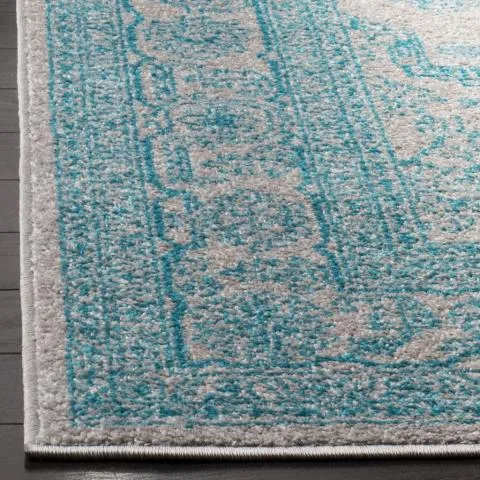 Adirondack Contemporary Light Grey / Teal 3' X 5' Powerloomed Rug