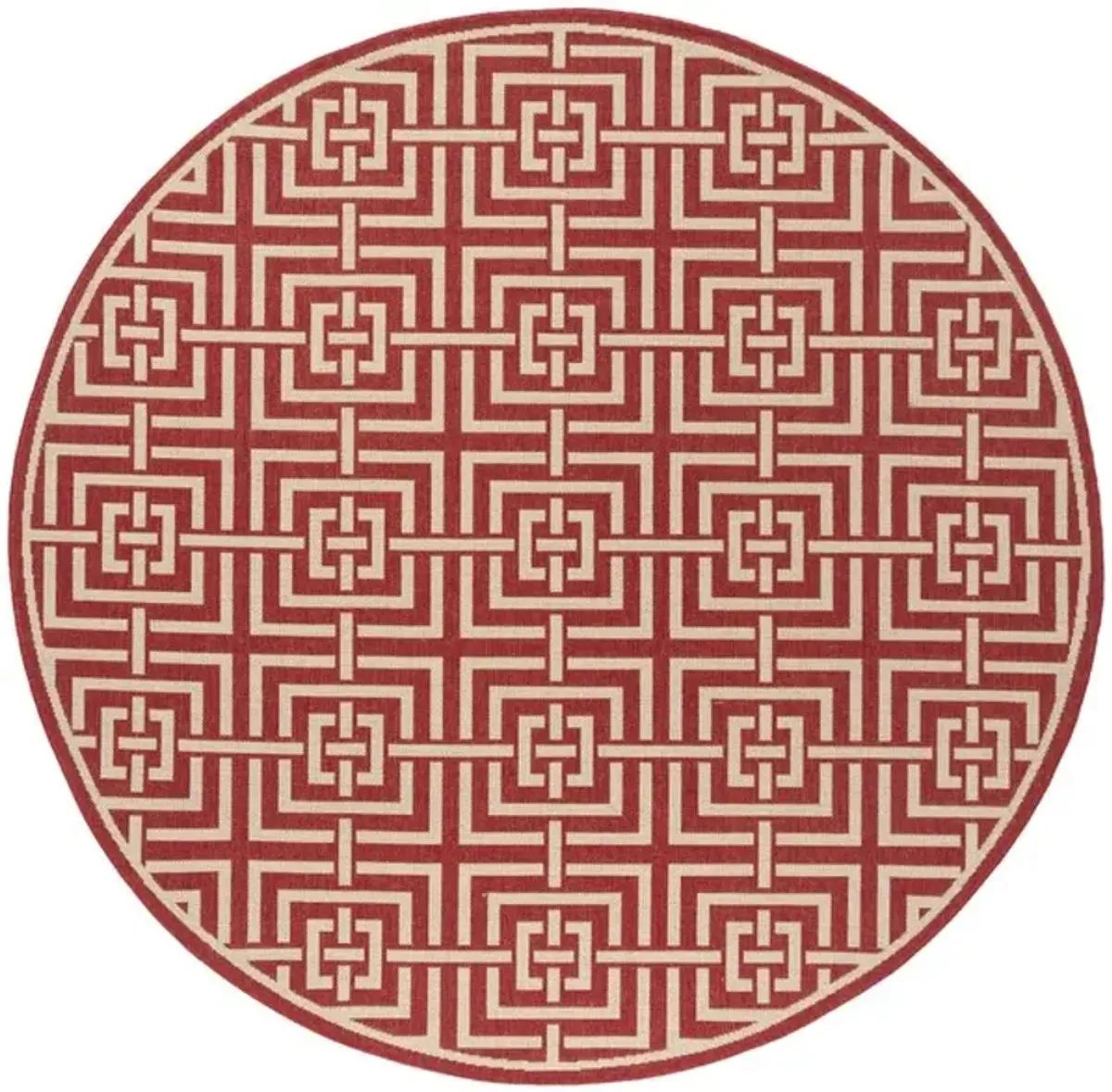 LINDEN 128 Collection LND128Q-6R Red / Creme 6'-7" X 6'-7" Round