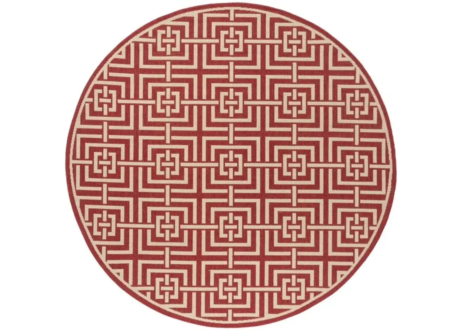 LINDEN 128 Collection LND128Q-6R Red / Creme 6'-7" X 6'-7" Round