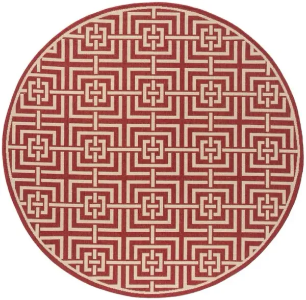 LINDEN 128 Collection LND128Q-6R Red / Creme 6'-7" X 6'-7" Round
