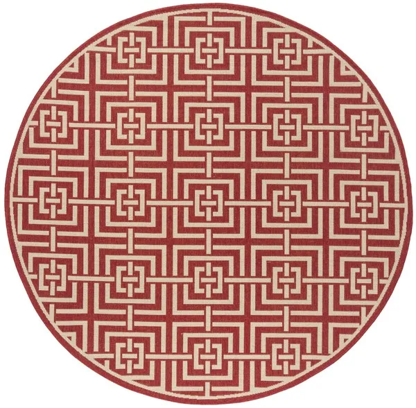 LINDEN 128 Collection LND128Q-6R Red / Creme 6'-7" X 6'-7" Round