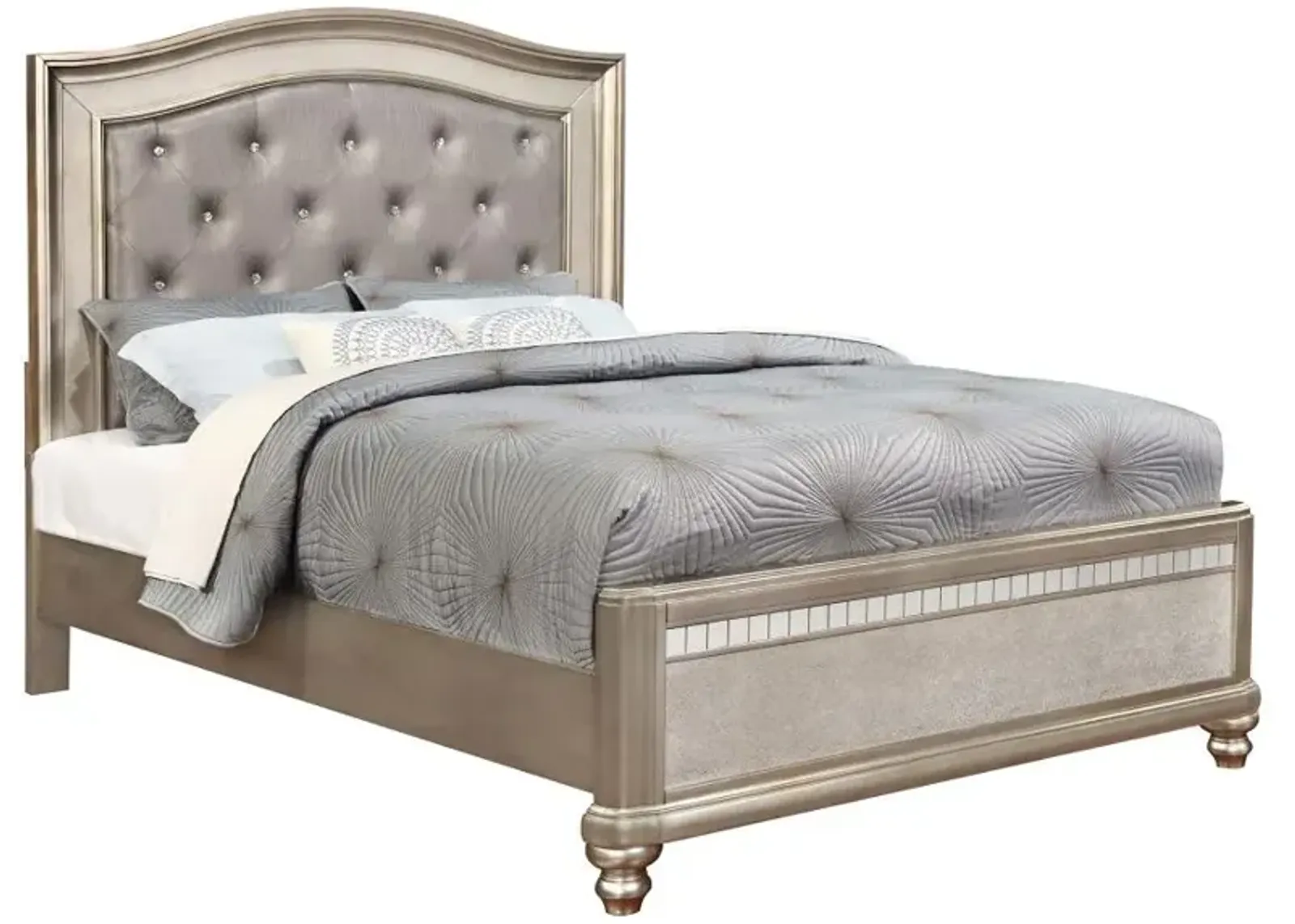 Bling Game Queen Panel Bed Metallic Platinum