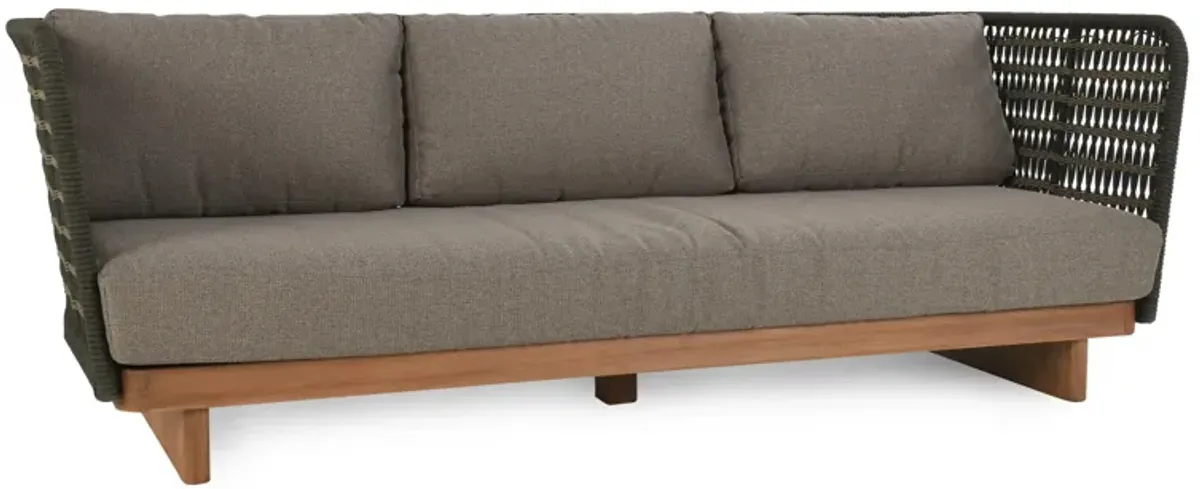 Ellie Outdoor Teak Wood Black Accent Sofa