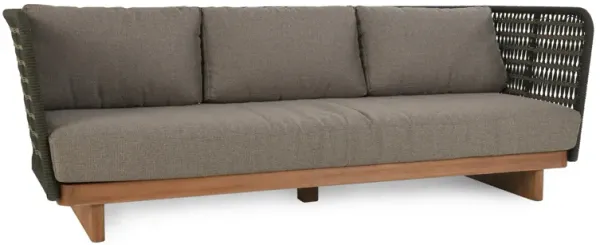 Ellie Outdoor Teak Wood Black Accent Sofa