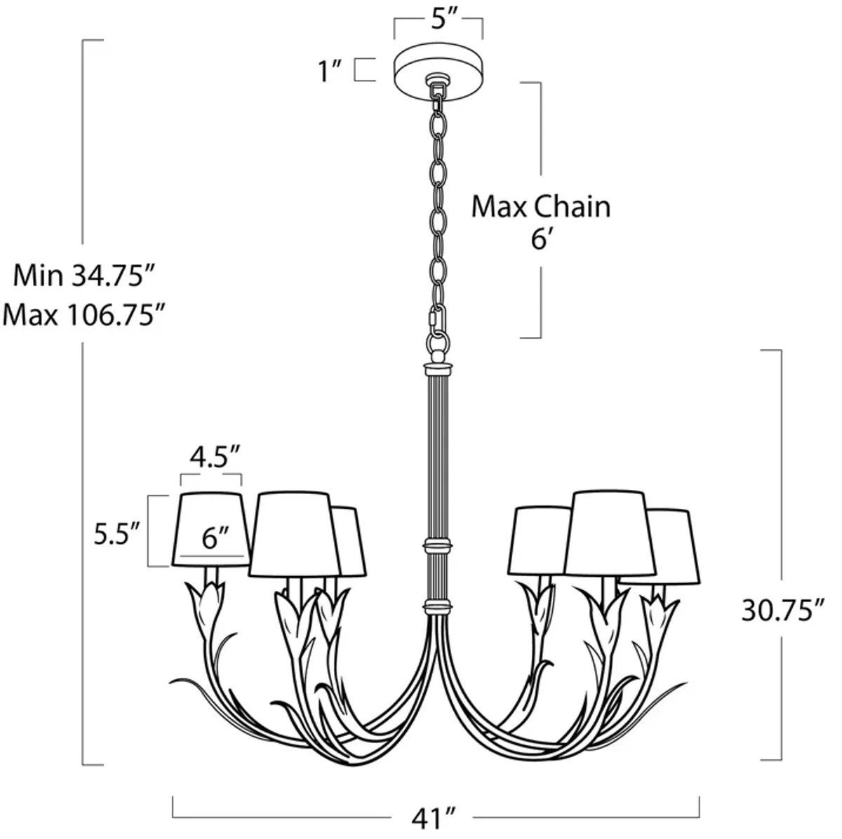 River Reed  Small Chandelier