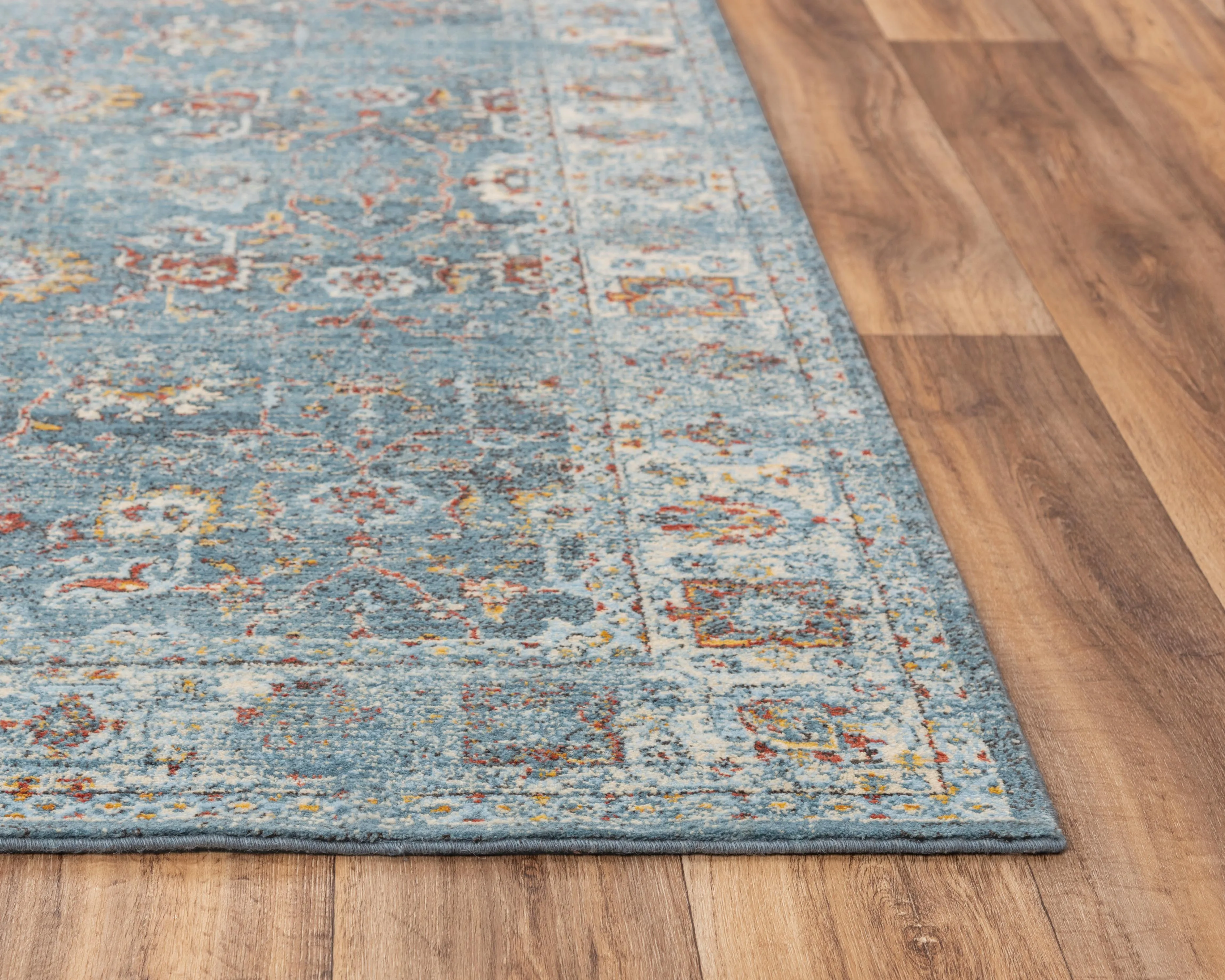 Ovation Blue/Beige distressed/classical N Z wool 2' x 3'  Rectangle Rug