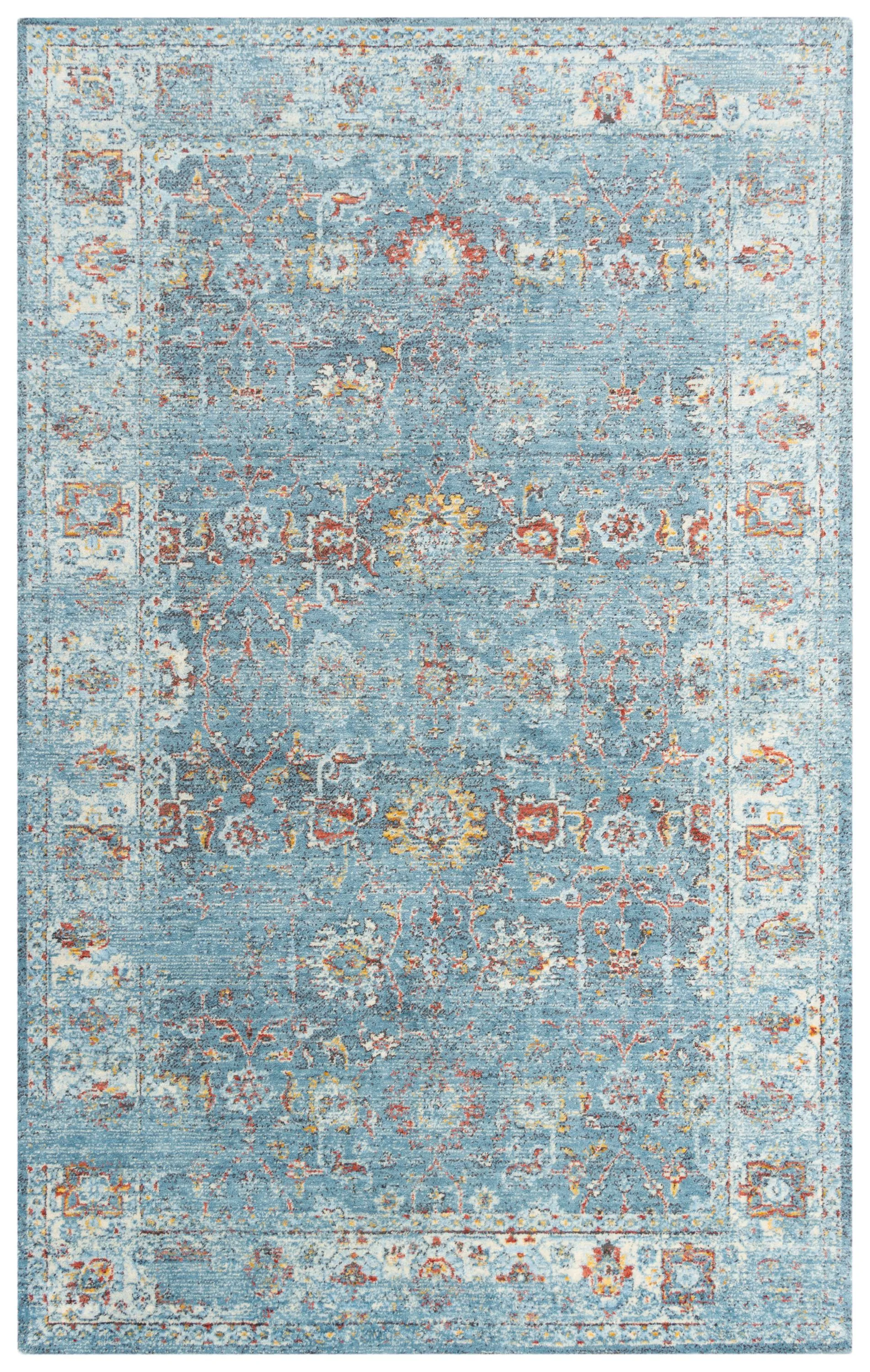 Ovation Blue/Beige distressed/classical N Z wool 2' x 3'  Rectangle Rug