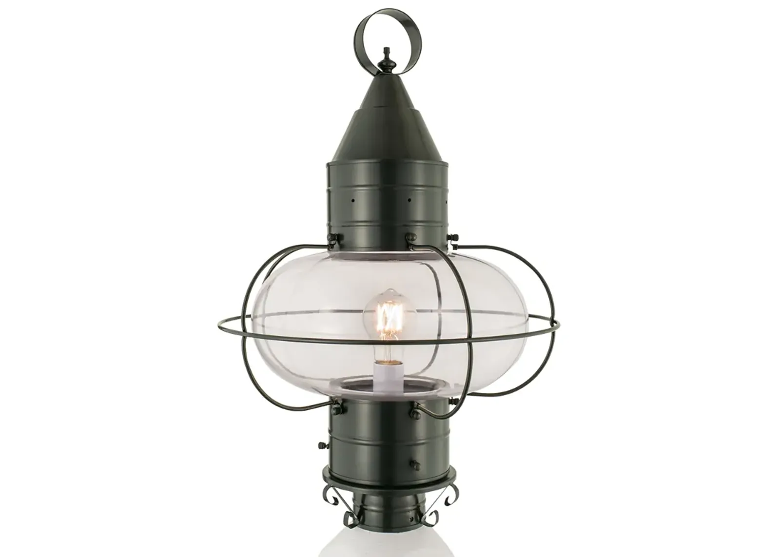 Classic Onion Outdoor Post Light - Gun Metal with Clear Glass