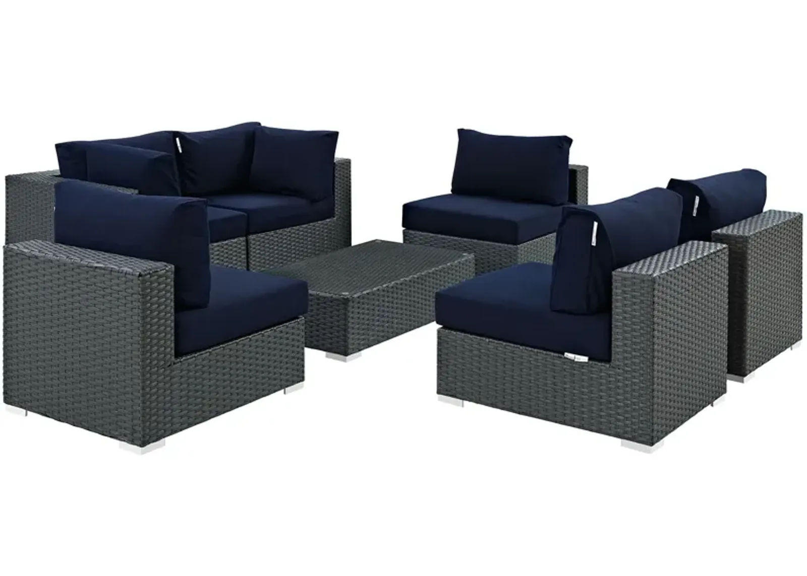 Sojourn 7 Piece Outdoor Patio Sunbrella® Sectional Set