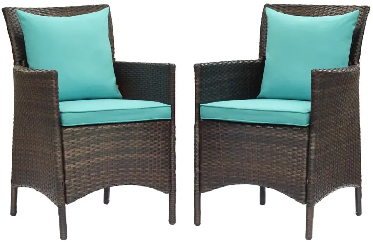 Conduit Outdoor Patio Wicker Rattan Dining Armchair Set of 2