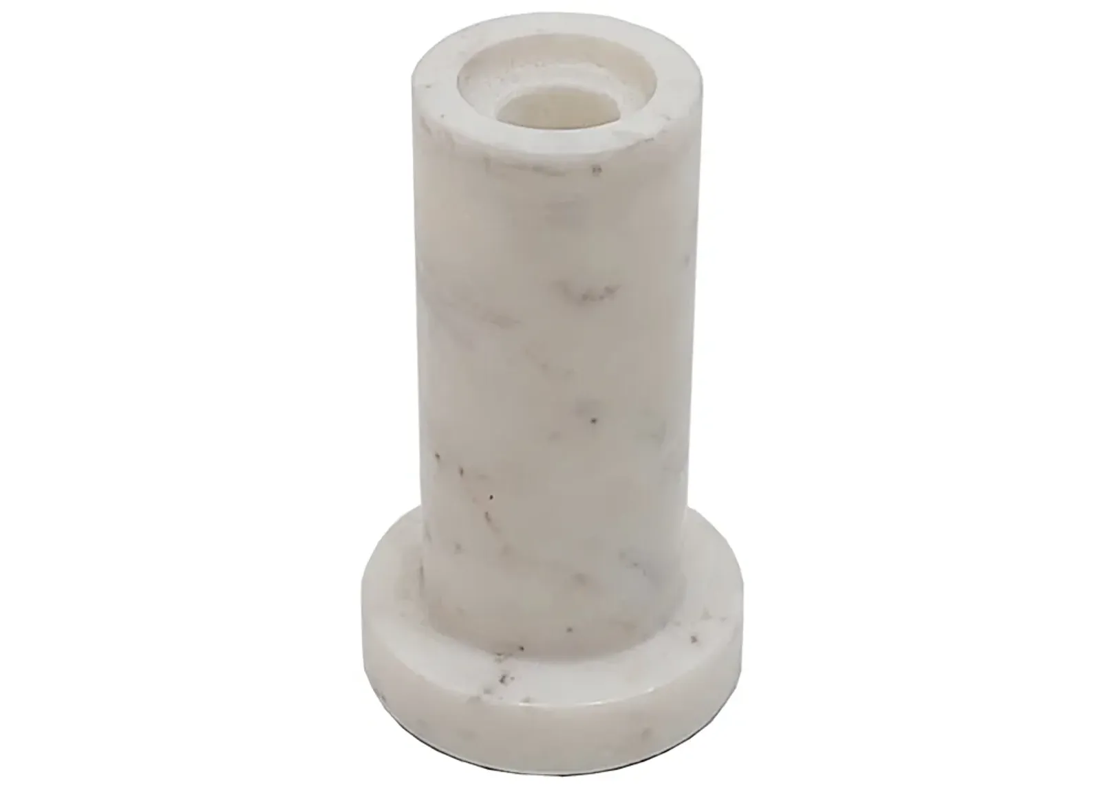 Marble,5"h,taper Candle Holder W/flat Base,white