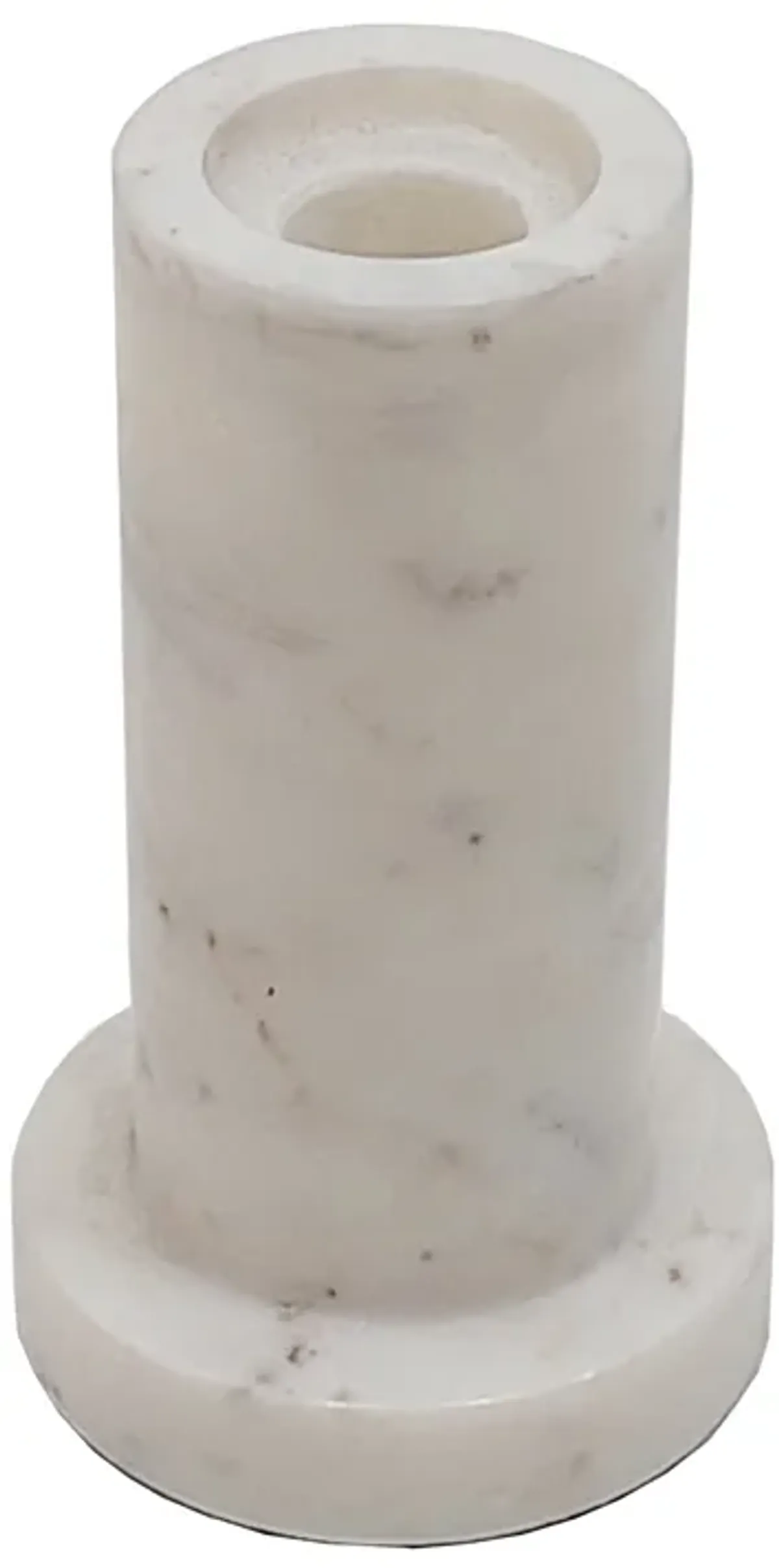 Marble,5"h,taper Candle Holder W/flat Base,white