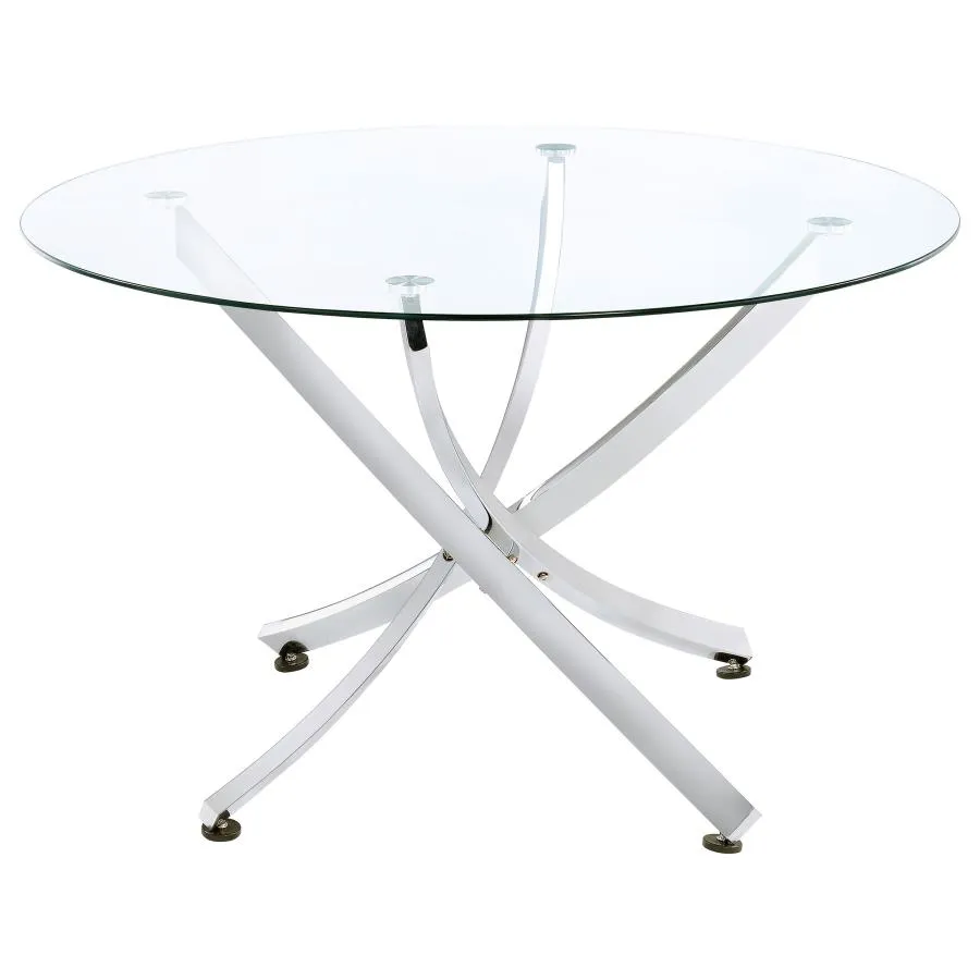 Beckham 5-piece Round Dining Set Chrome and White