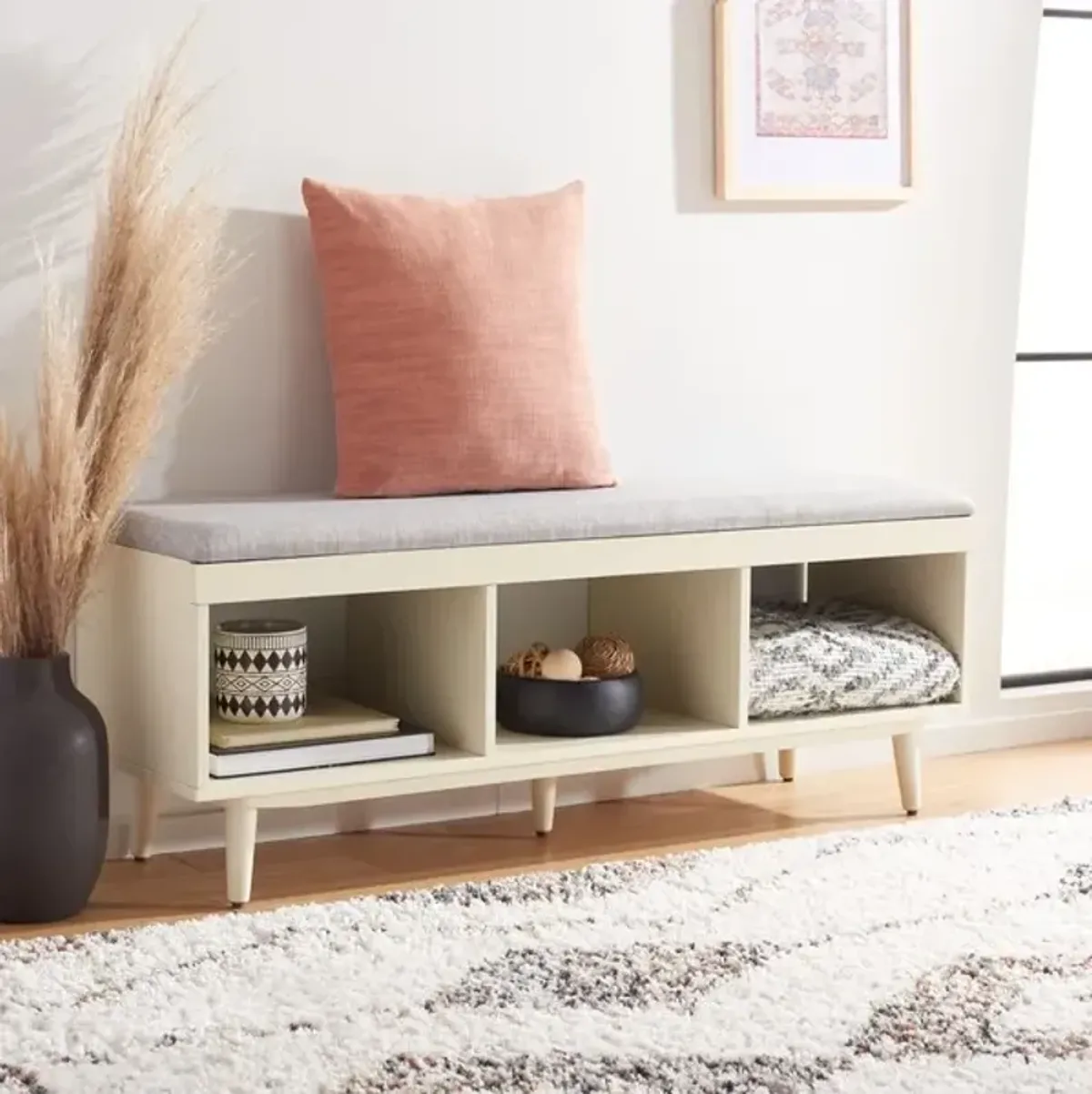 CRICKET OPEN SHELF BENCH W/ CUSHION