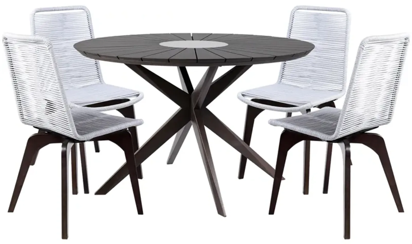 Oasis and Island Outdoor 5 Piece Dark Eucalyptus and Concrete Dining Set