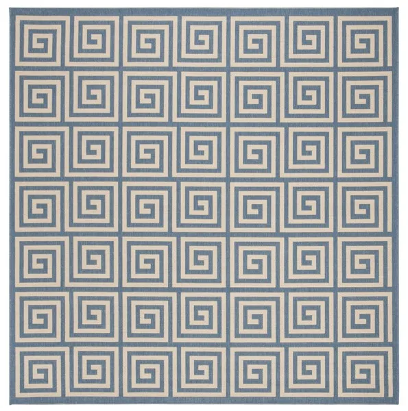 LINDEN 129 Collection LND129N-6SQ Cream / Blue 6'-7" X 6'-7" Square