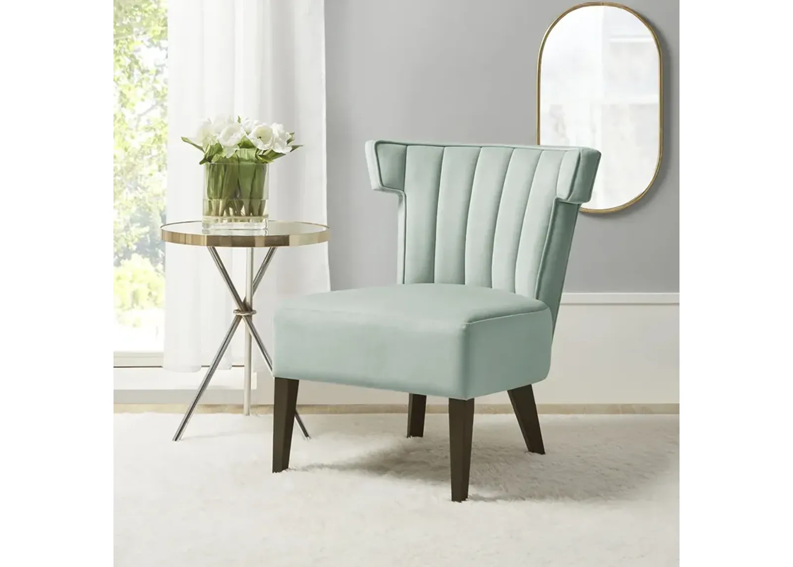 Madison Park Grafton Seafoam Upholstered Armless Accent Lounge chair