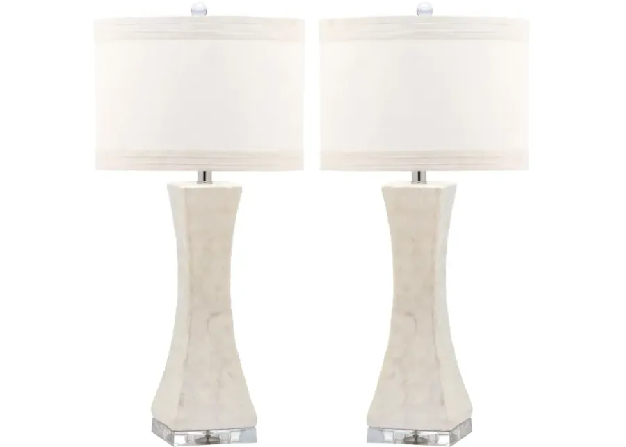 SHELLEY, 30.5 INCH, CREAM, SHELL/IRON TABLE LAMP SET OF 2 W/ USB PORT?