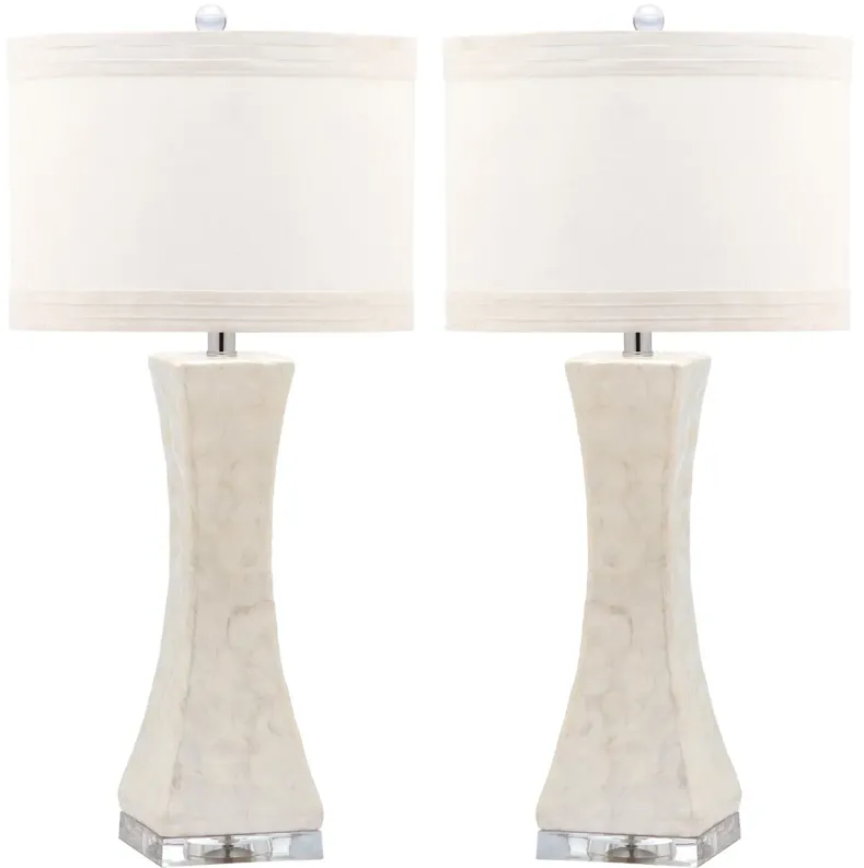 SHELLEY, 30.5 INCH, CREAM, SHELL/IRON TABLE LAMP SET OF 2 W/ USB PORT?