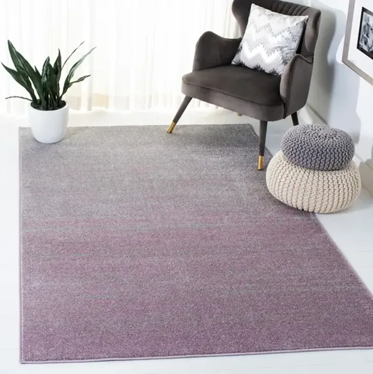 Adirondack Contemporary Purple / Green 5'-5" X 7'-7" Powerloomed Rug