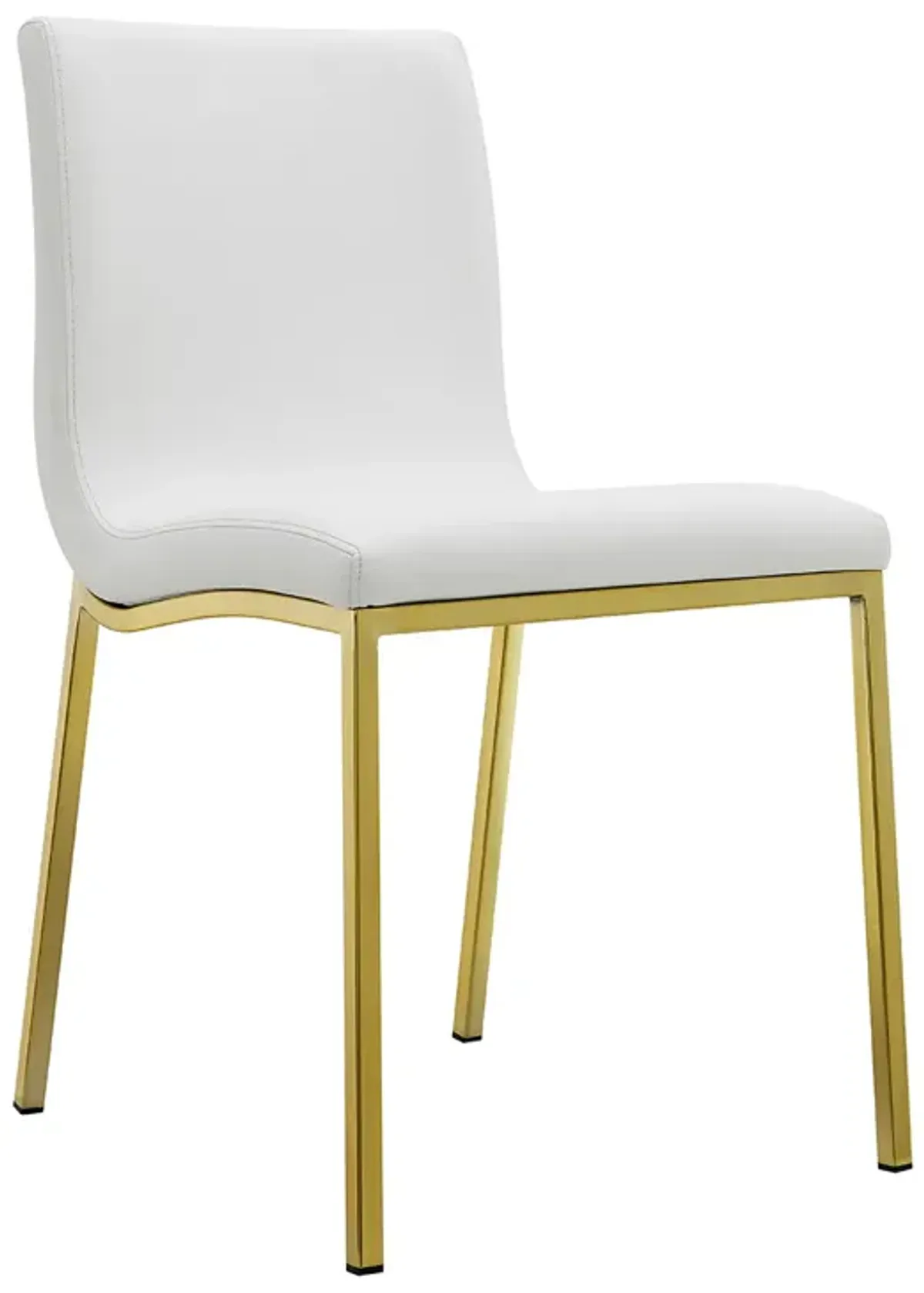 Scott Side Chair in White with Matte Brushed Gold Legs - Set of 2