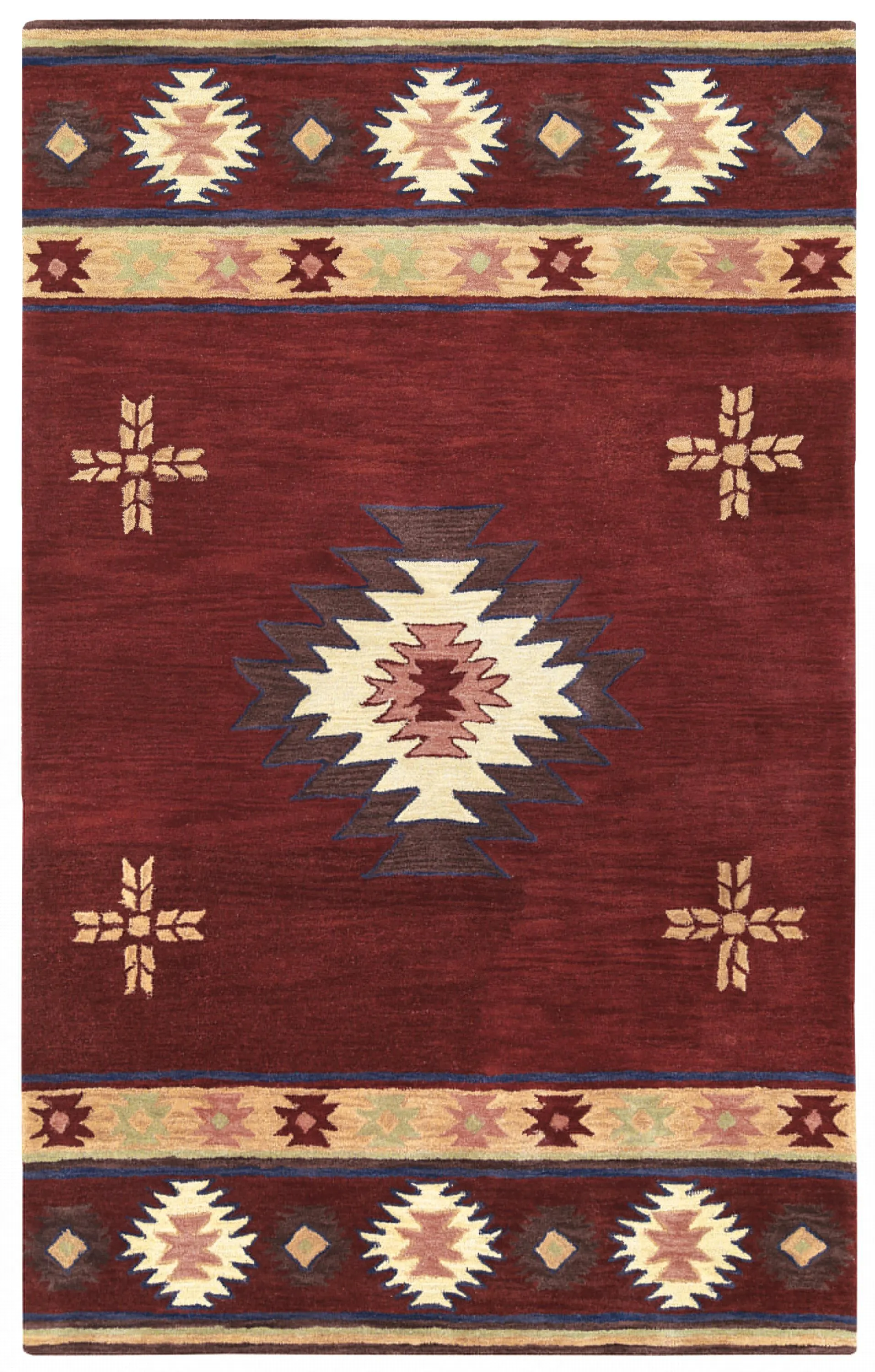 Southwest Red Southwest/Tribal Wool 5' x 8' Rectangle Rug