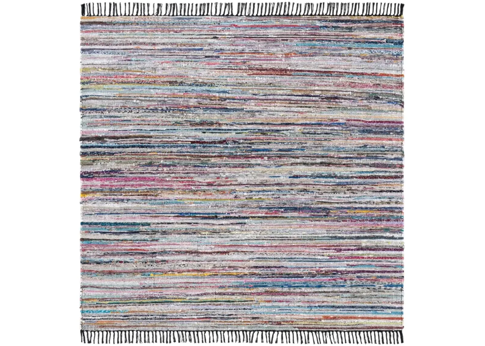 RAG RUG 301 BLACK  6' x 6' Square Square Rug