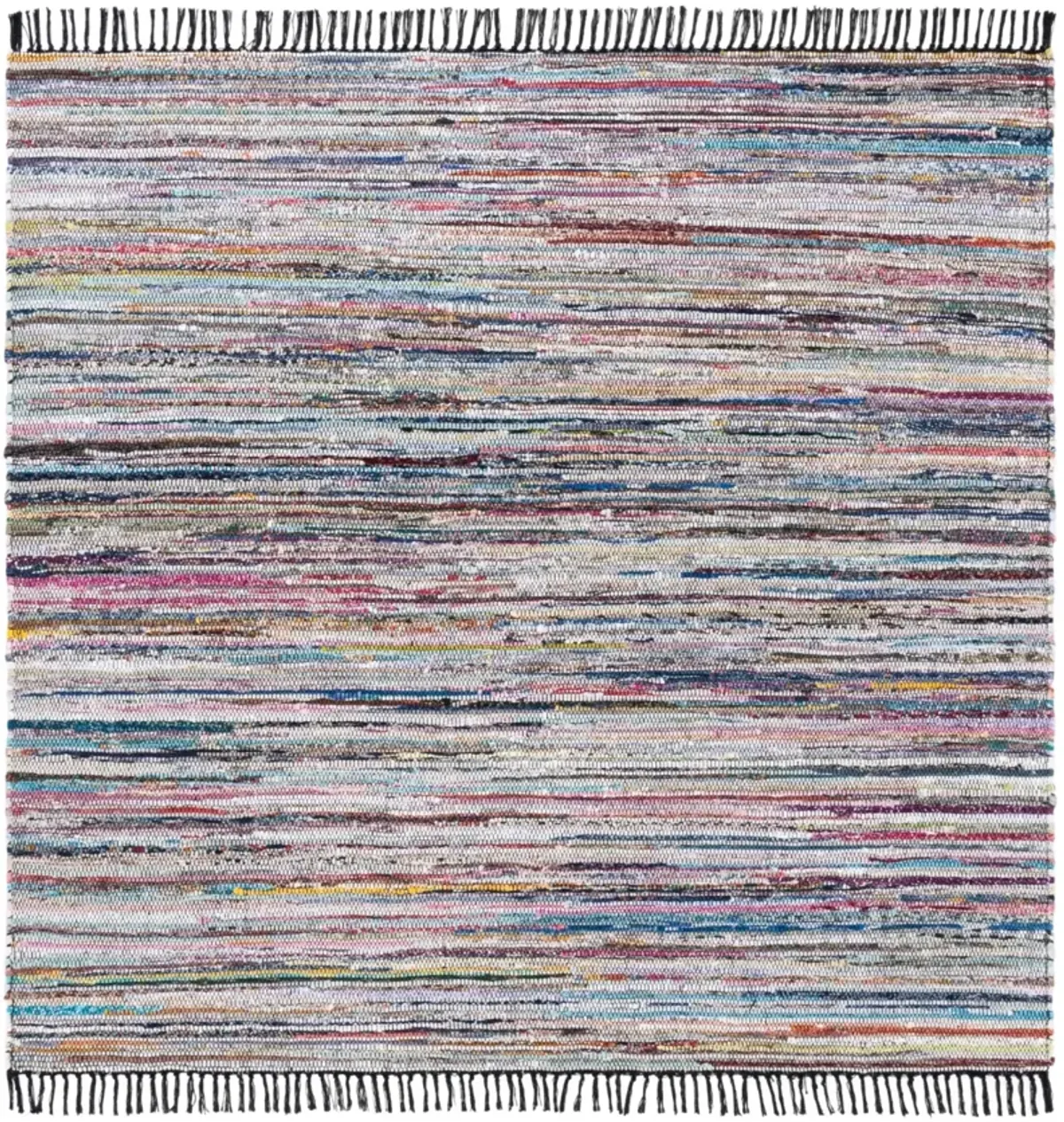 RAG RUG 301 BLACK  6' x 6' Square Square Rug