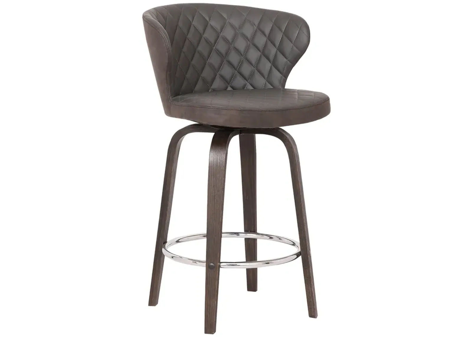 Mynette 30" Swivel Brown Faux Leather Bar Stool