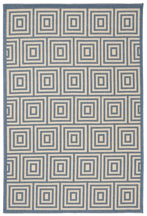 LINDEN 173 Collection LND173N-4 Cream / Blue 4' X 6'