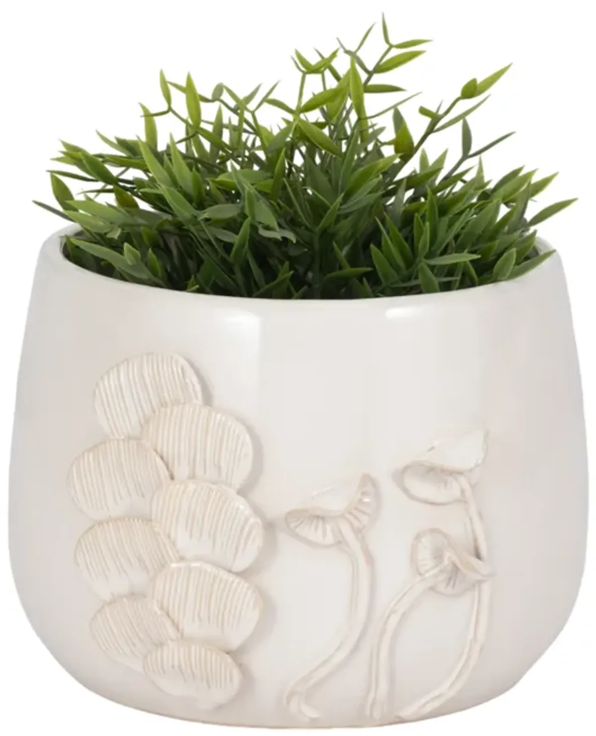 9" Mushroom Applique Planter, Ivory