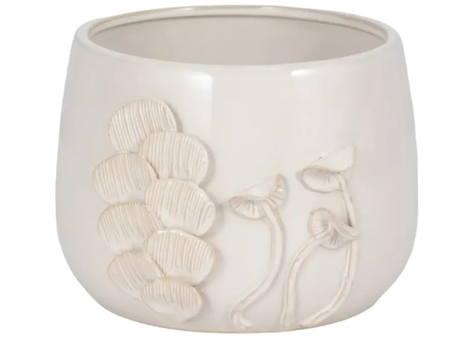 9" Mushroom Applique Planter, Ivory