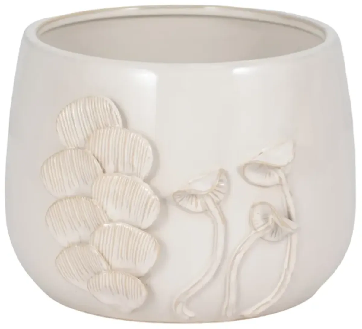 9" Mushroom Applique Planter, Ivory