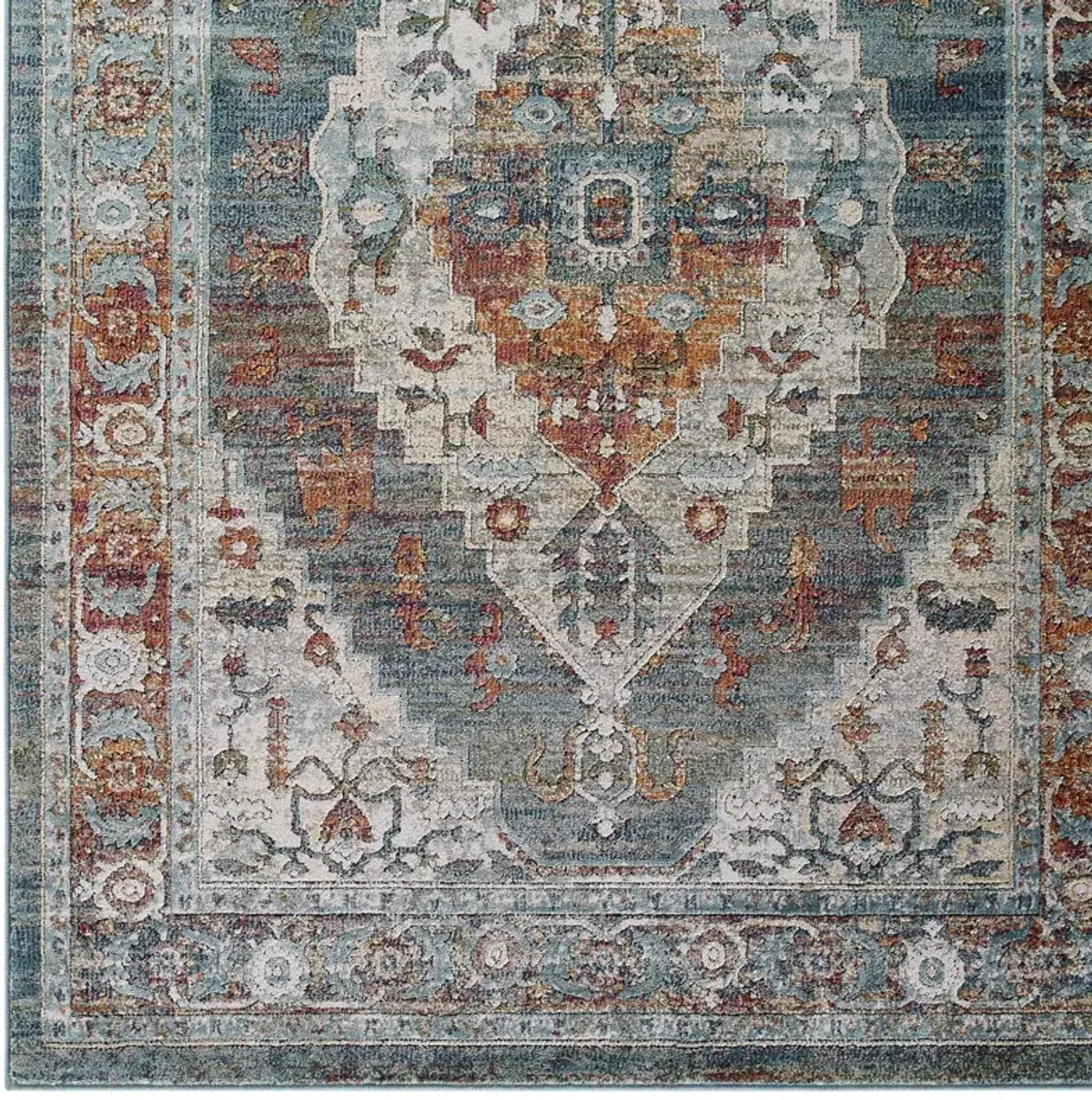 Tribute Camellia Distressed Vintage Floral Persian Medallion 5x8 Area Rug