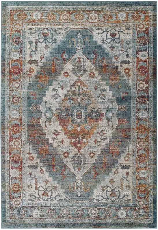 Tribute Camellia Distressed Vintage Floral Persian Medallion 5x8 Area Rug